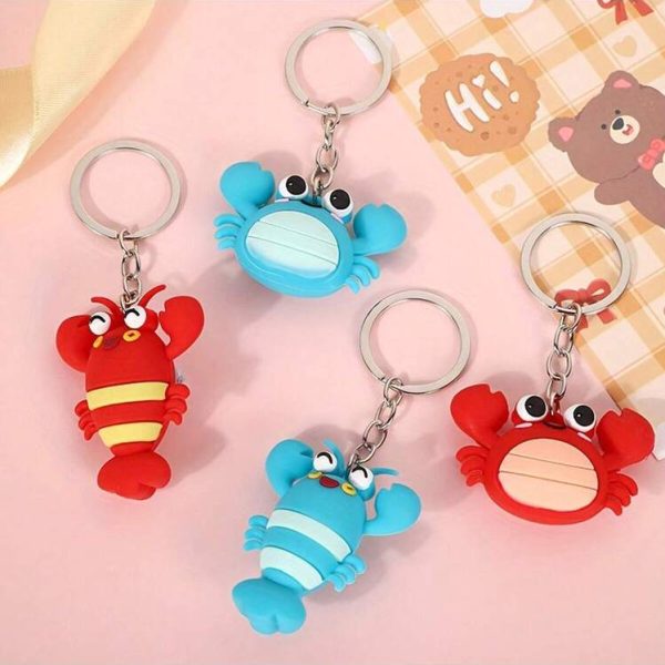 Cute Cartoon Crab And Shrimp Keychain Pendant, Creative Keyring Decoration For Car Keys, Backpack, Wallet