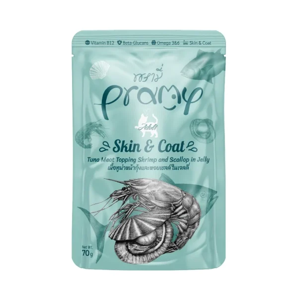 Pramy Pouch Tuna Meat Topping Shrimp & Scallop In Jelly (Adult )70gm