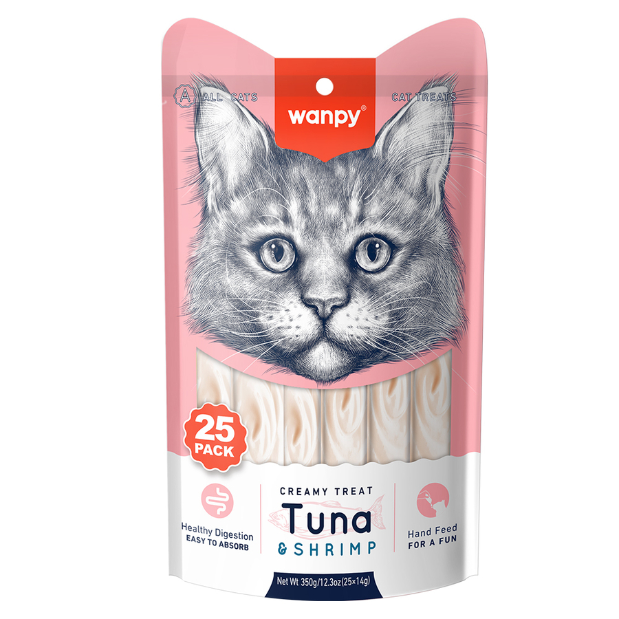 See737b2d2c2441cc9f15719a16cdb9bf2 Wanpy Creamy Treats for Cats with Tuna & Shrimp 70g - Image 1
