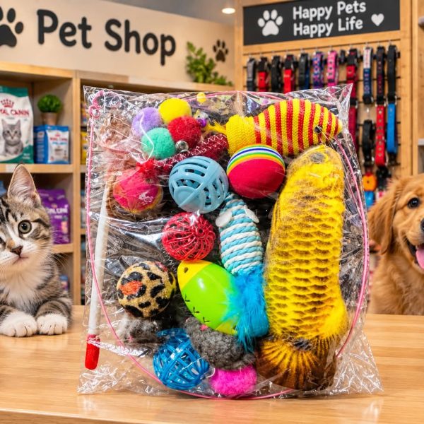 15pcs Cat Toys Mixed Pack. A Combination of Various Plastic Toys and Plush Toys Suitable for Multiple Cats To Play
